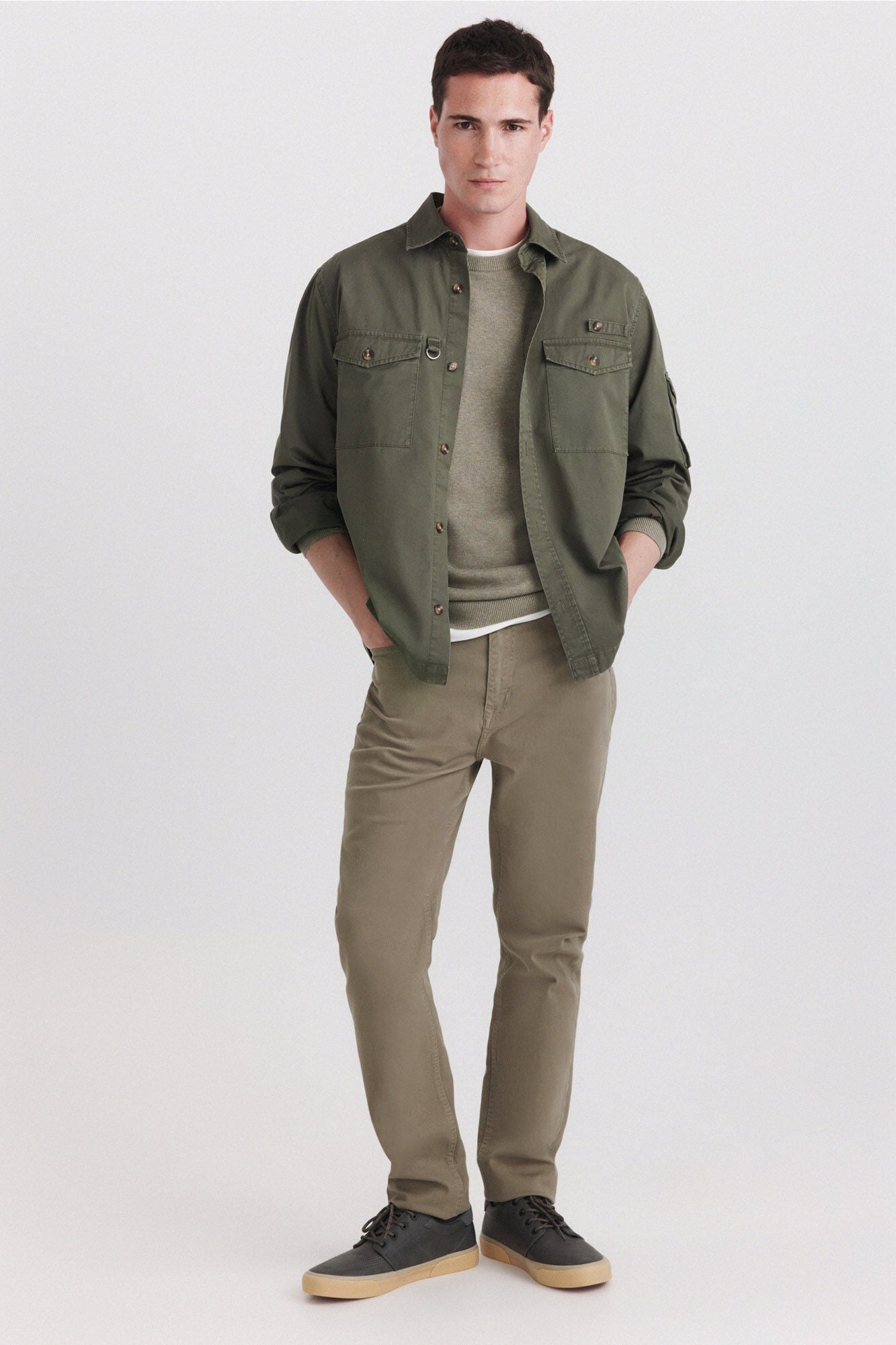 Springfield Pantal&oacute;n de 5 bolsillos slim lavado khaki