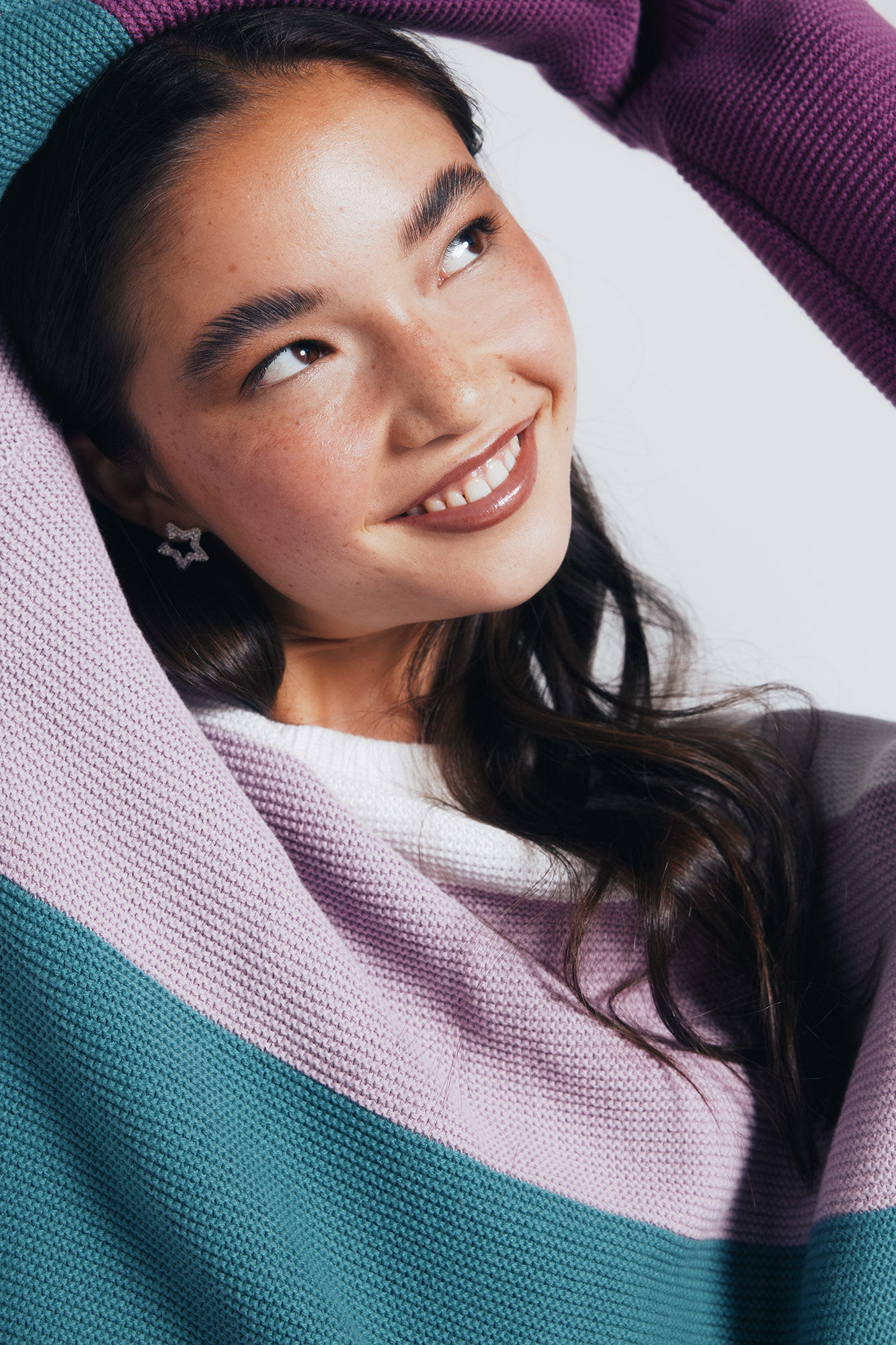 Springfield Su&eacute;ter color block algod&oacute;n morado/lila