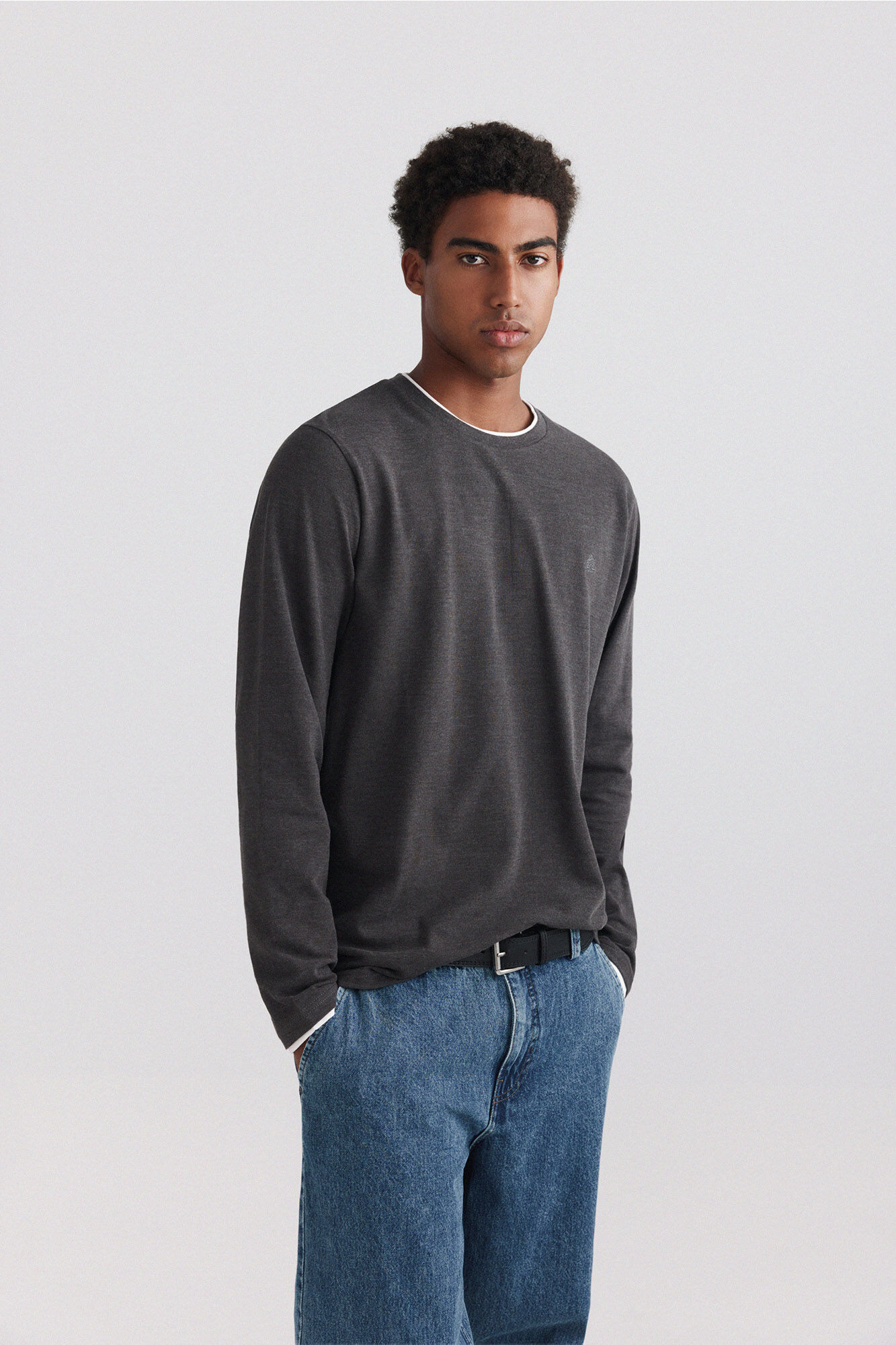 Springfield Playera manga larga doble cuello melange