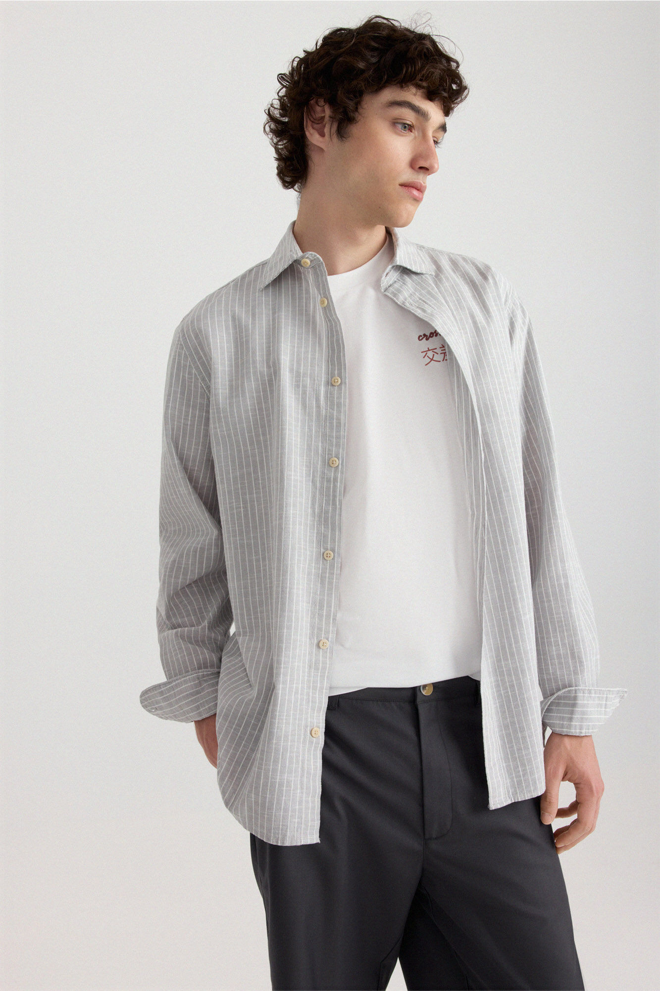 Springfield Camisa de lino a rayas