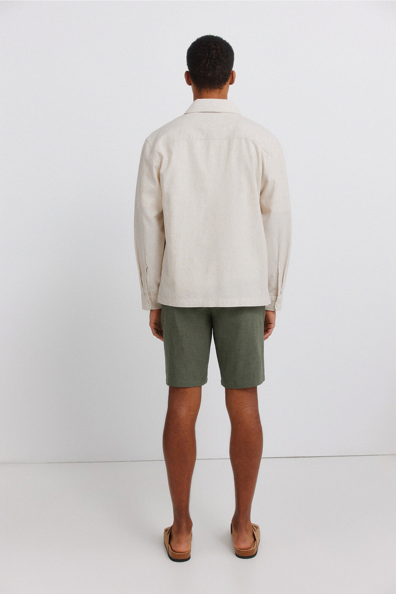 Springfield Bermudas dobby comfort fit de lino khaki
