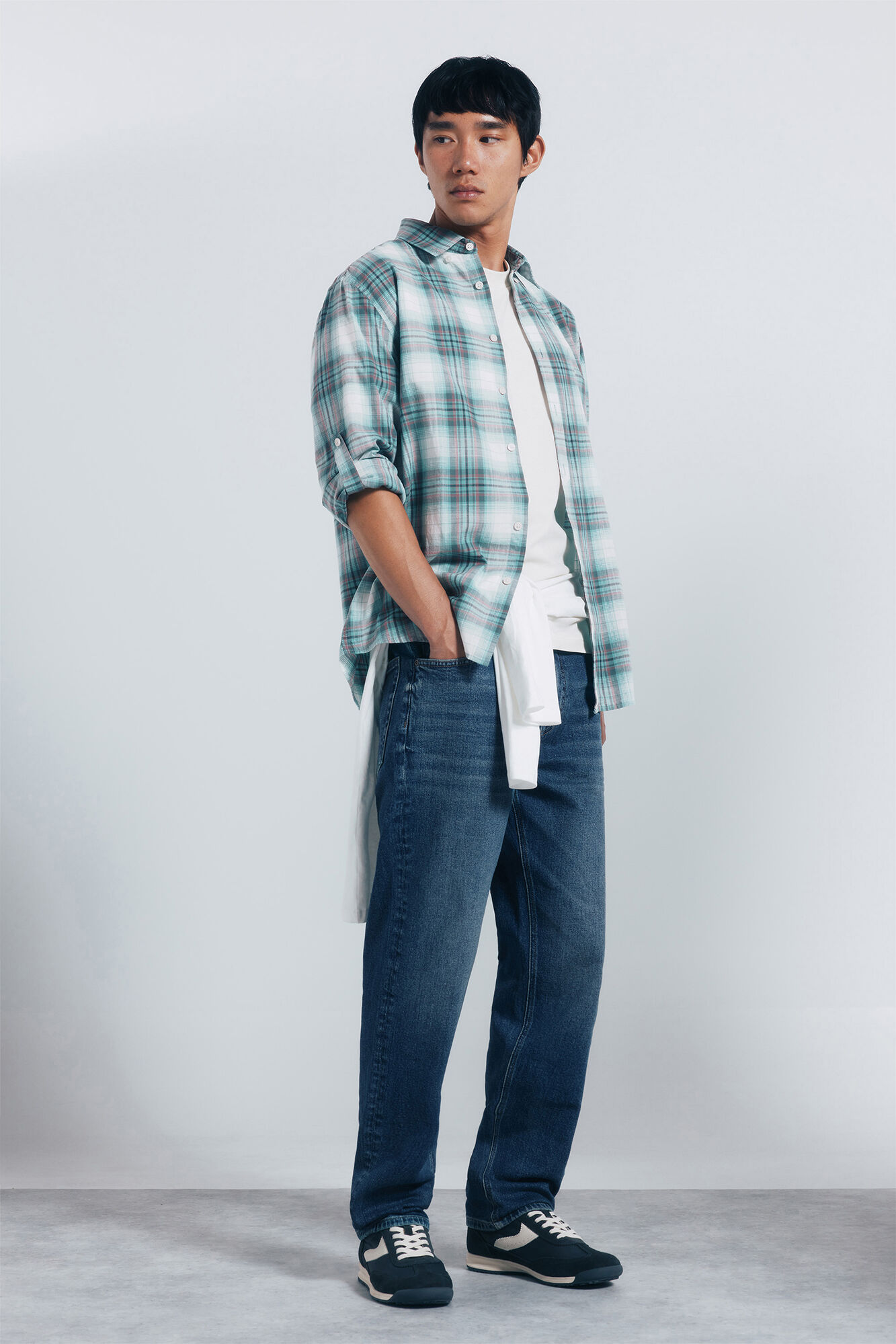 Springfield Camisa algod&oacute;n slub cuadros verde