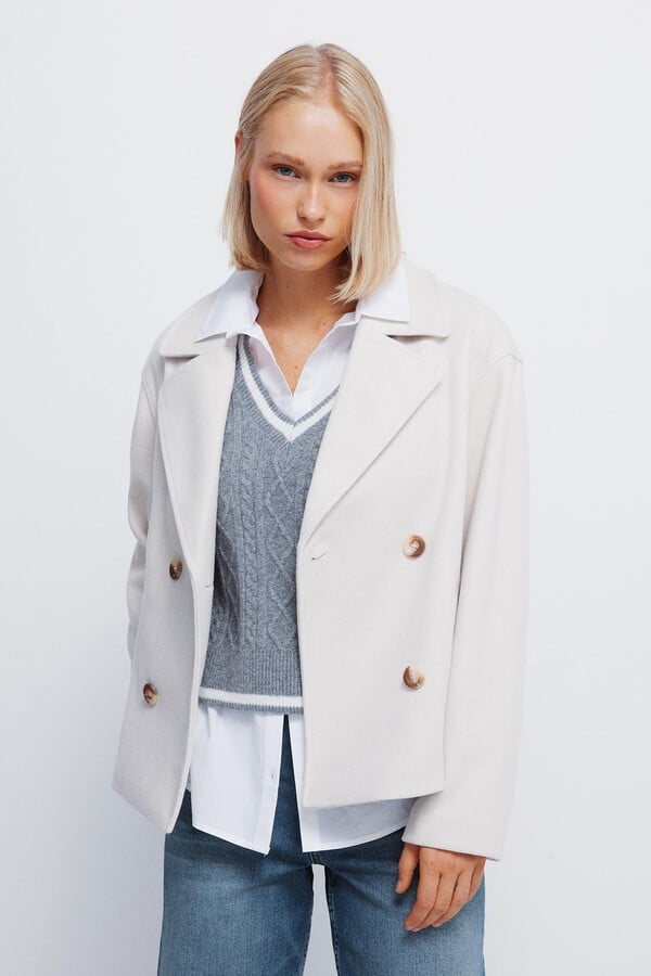 Springfield Abrigo short abrigo cruzado beige