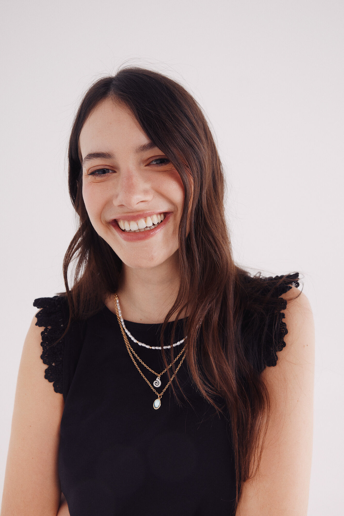 Springfield Playera volantes crochet negro