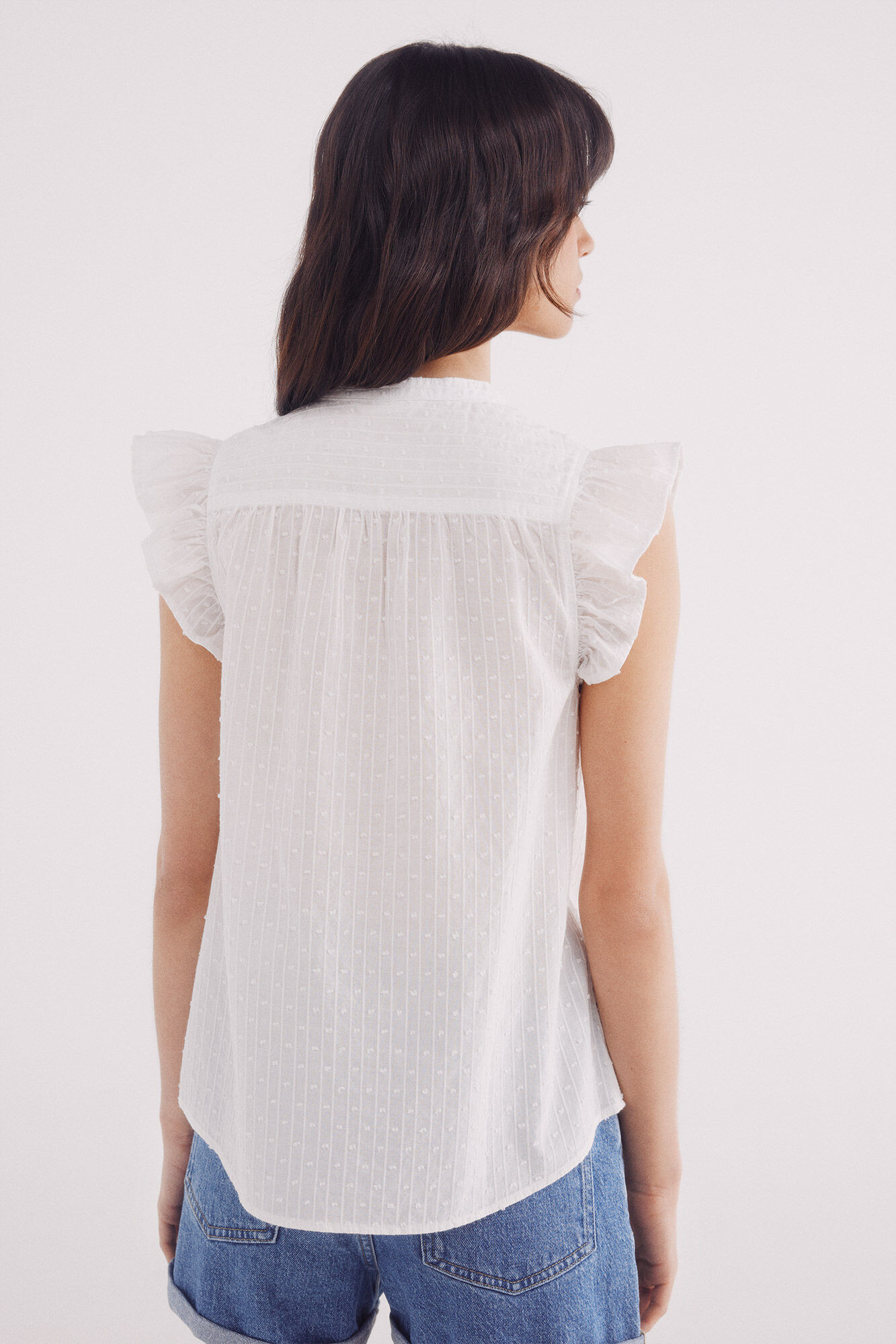 Springfield Blusa lace insertado marfil