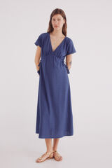 Springfield Vestido midi bordado suizo circular turquesa