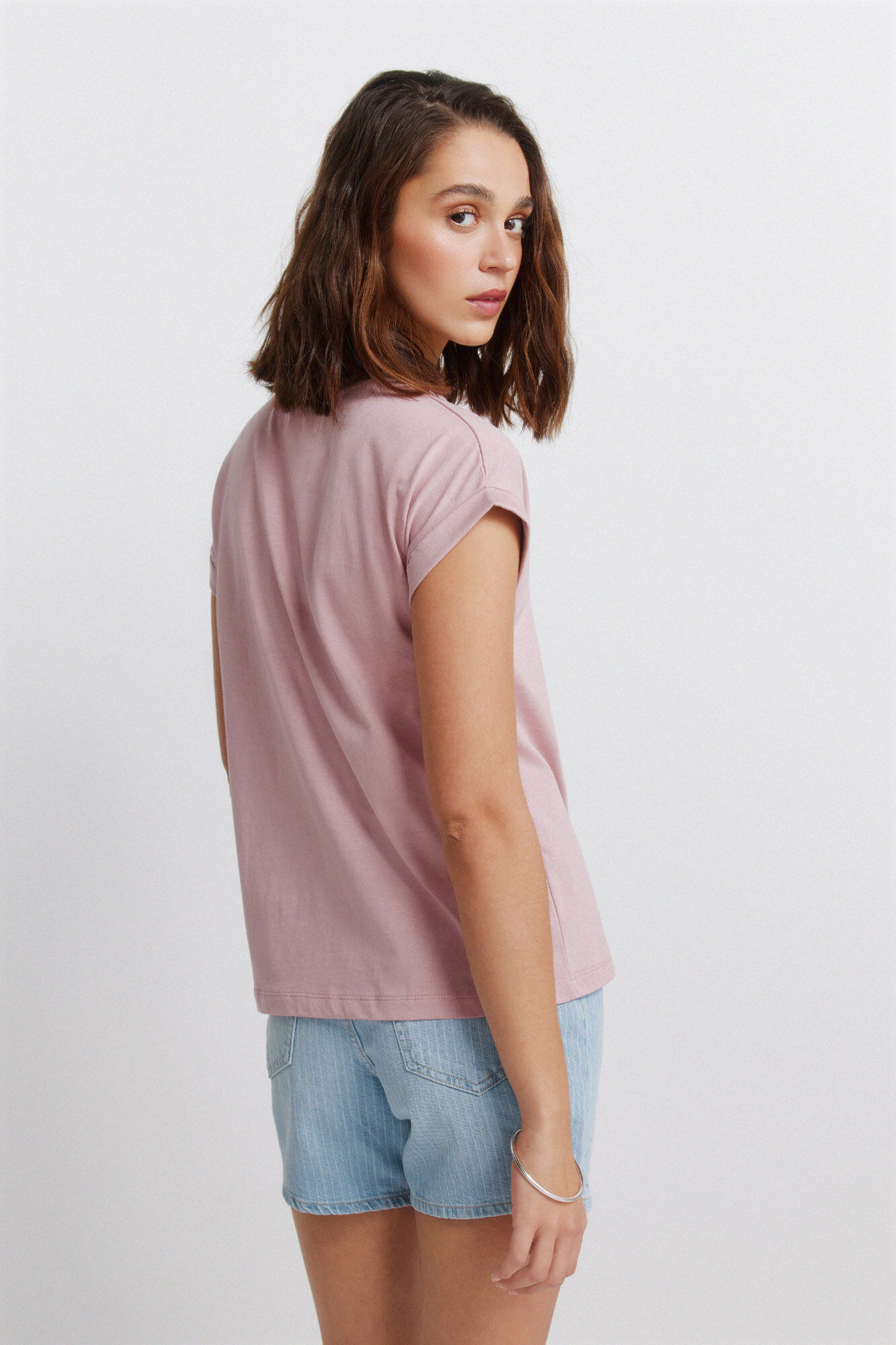 Springfield Playera de manga corta sin mangas con flores rosa