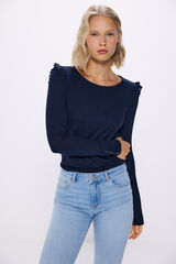 Springfield Playera hombros volante lace azul