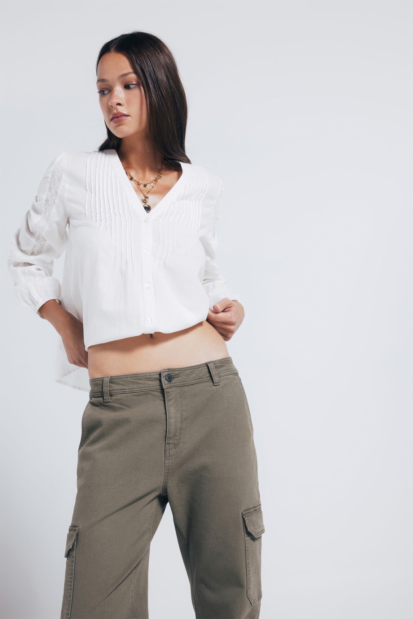 Springfield Pantalones cargo algod&oacute;n kaki