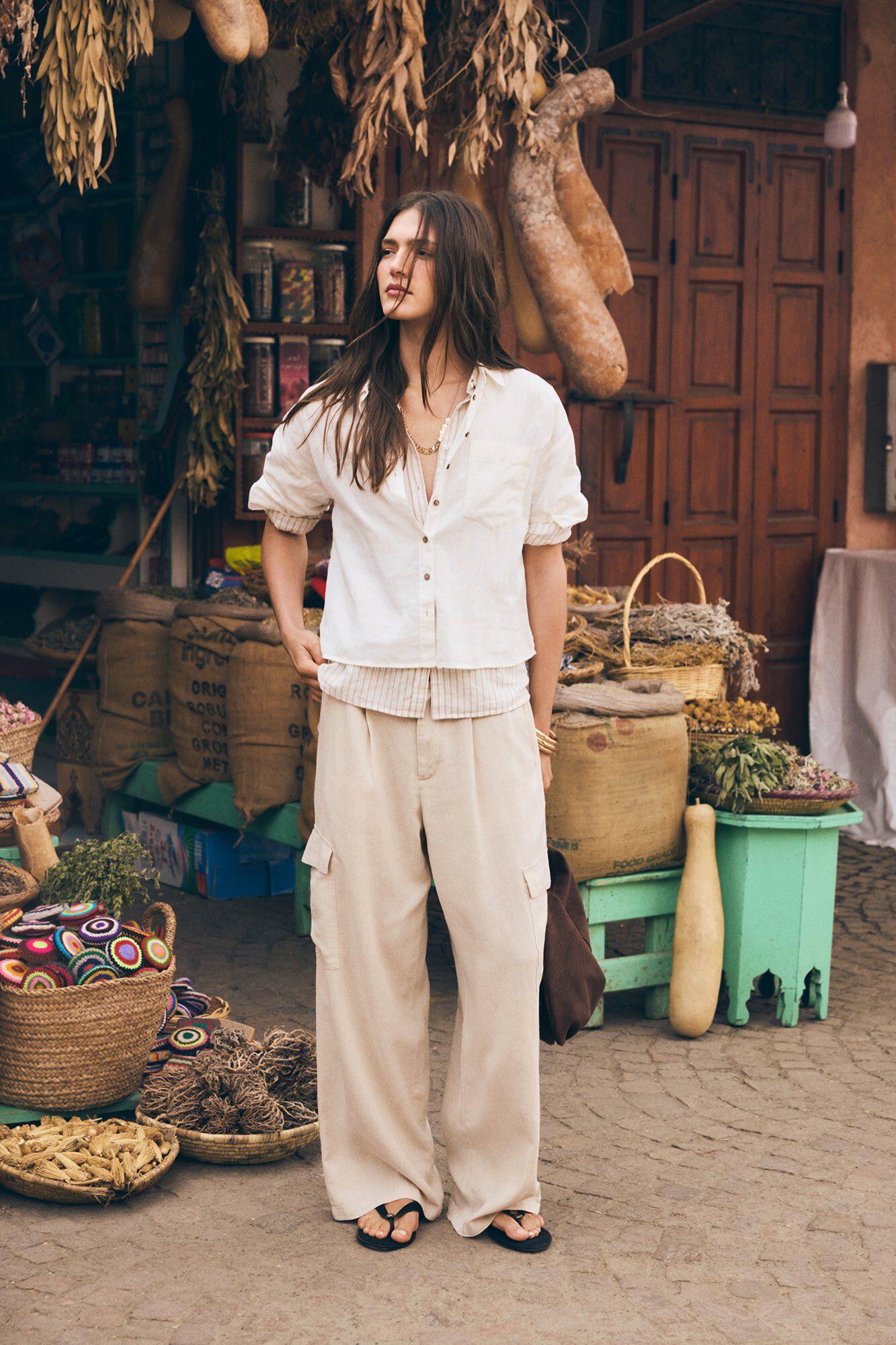 Springfield Camisa de lino de manga corta