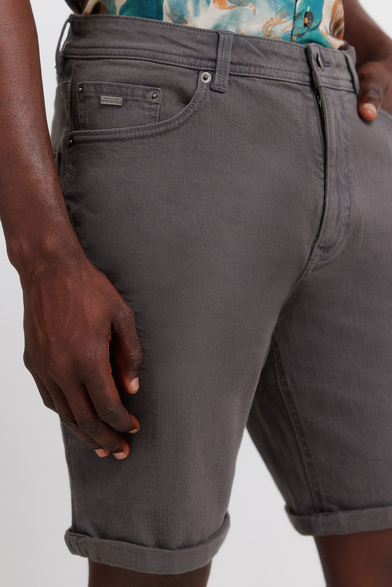 Springfield Bermudas 5 bolsillos lavadas slim fit gris