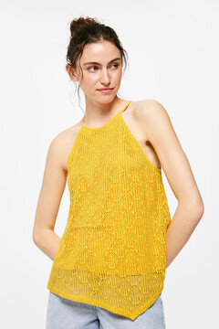 Springfield Playera Crochet Pico estampado amarillo