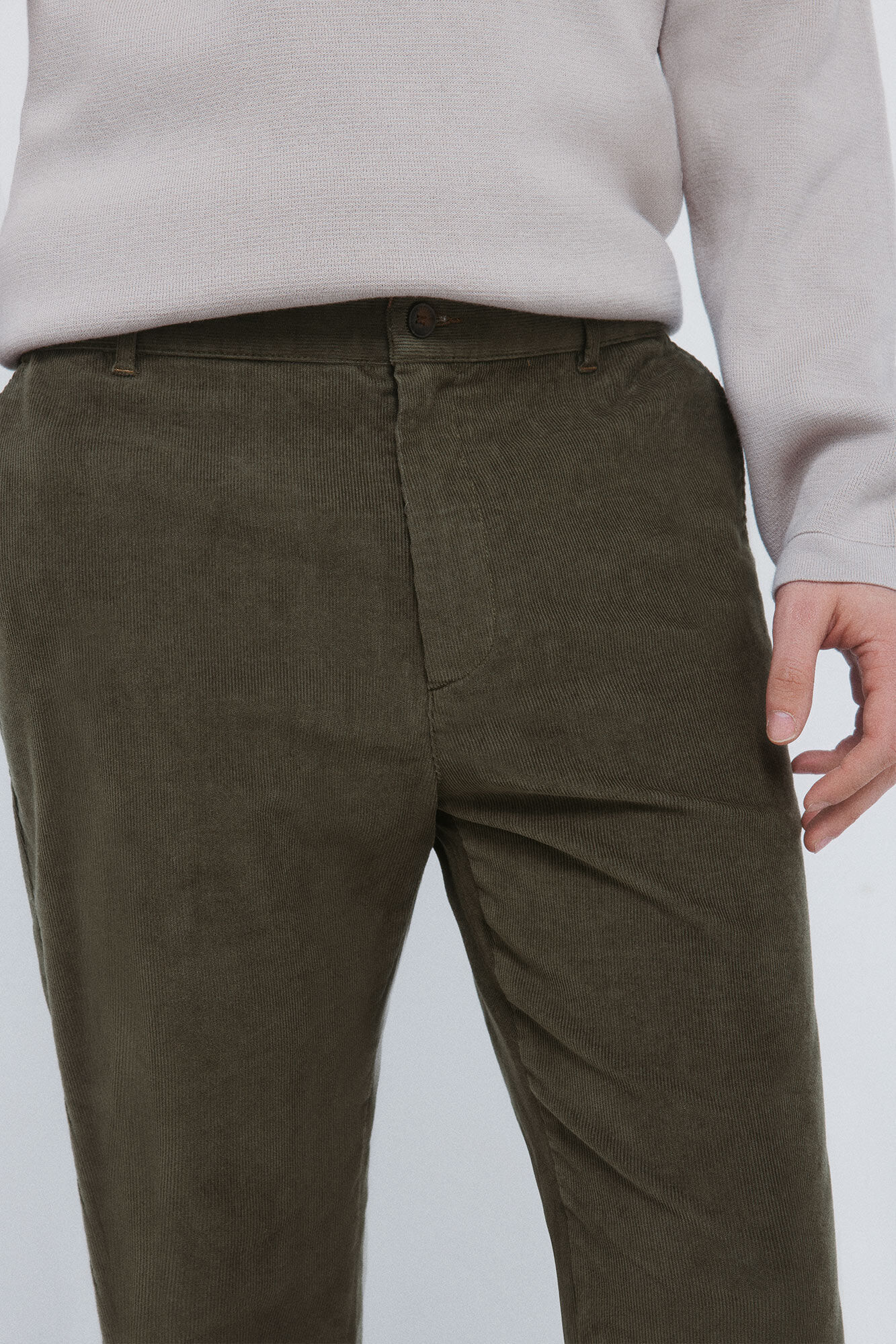 Springfield Pantalones chinos de pana micro de pana entallado kaki