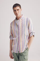 Springfield Camisa rayas algodón slub amarillo