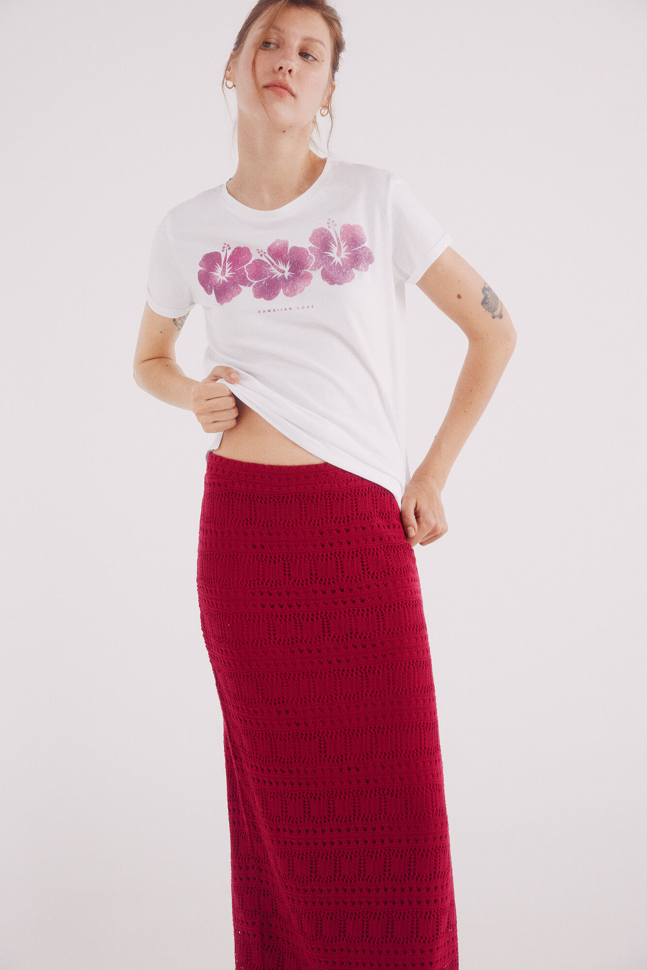 Springfield Falda crochet midi p&uacute;rpura