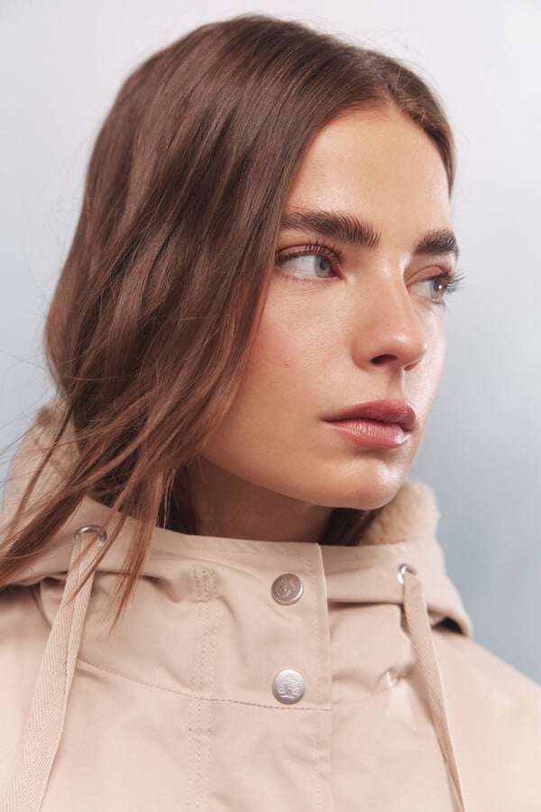 Springfield Parka con capucha repelente al agua 2 en 1 beige