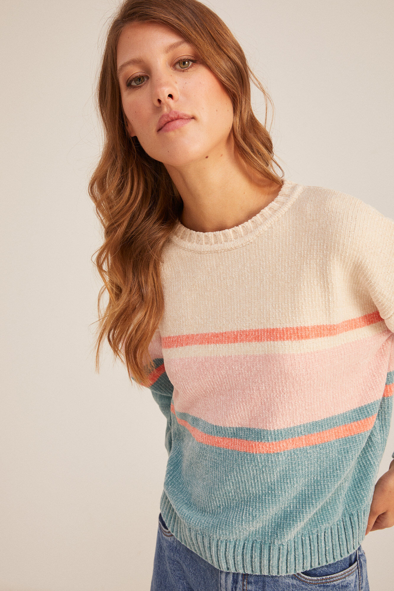 Springfield Su&eacute;ter Chenilla Color Block beige