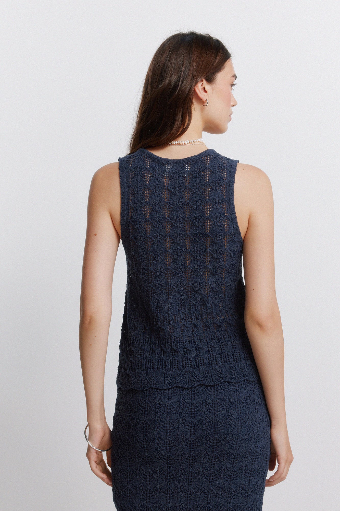 Springfield Top de punto calado con tirantes azul