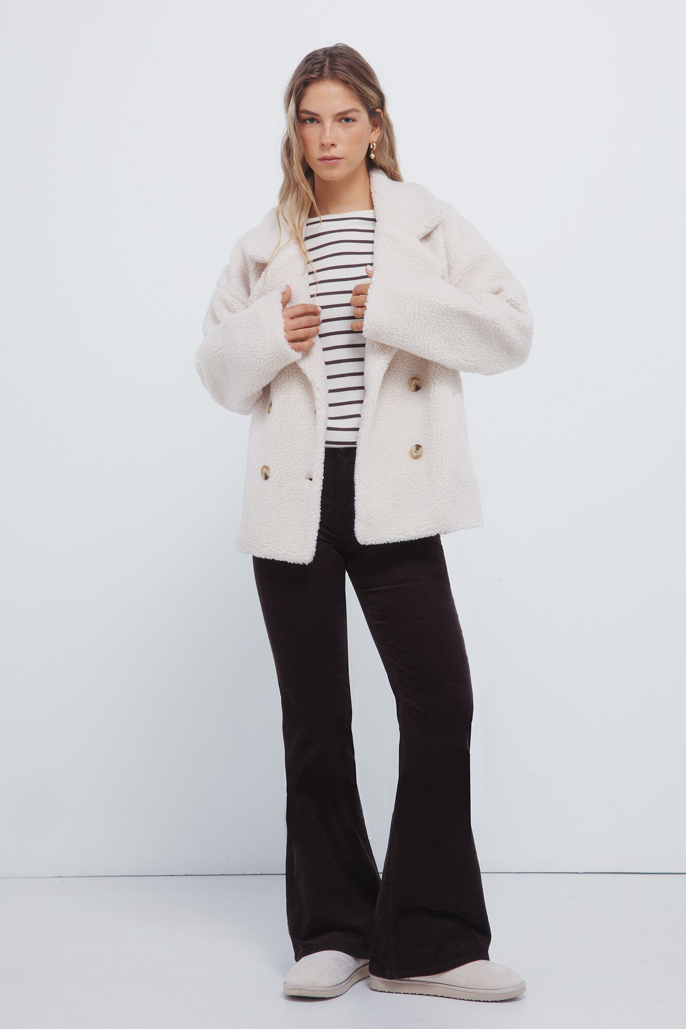 Springfield Playera tejido con rayas a rayas nude