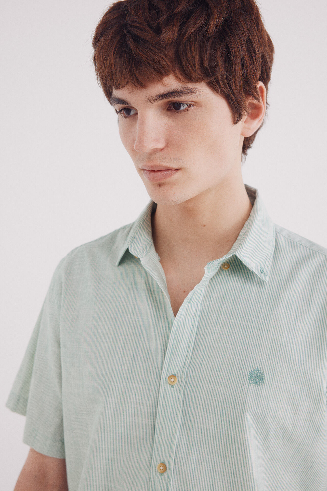 Springfield Camisa manga corta algod&oacute;n slub microrraya