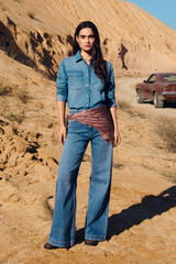 Springfield Jeans anchos de tiro alto azul