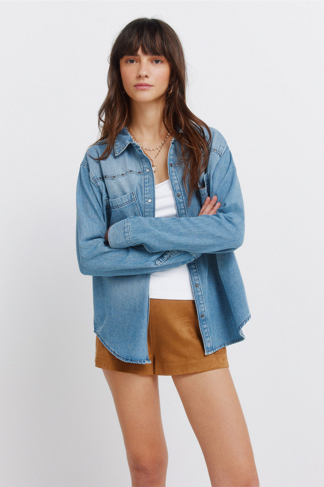 Springfield Short de ante sint&eacute;tico caf&eacute;