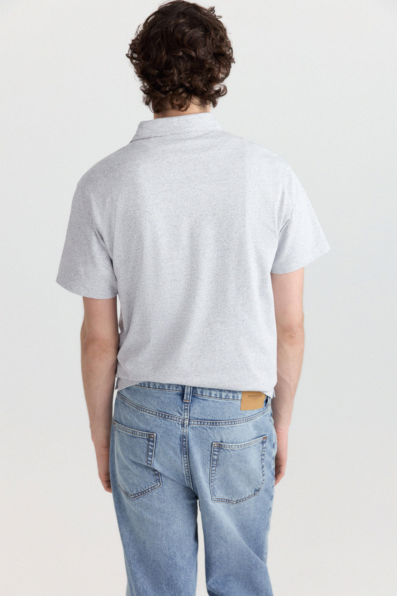 Springfield Polo de jersey de microraya slim fit marfil