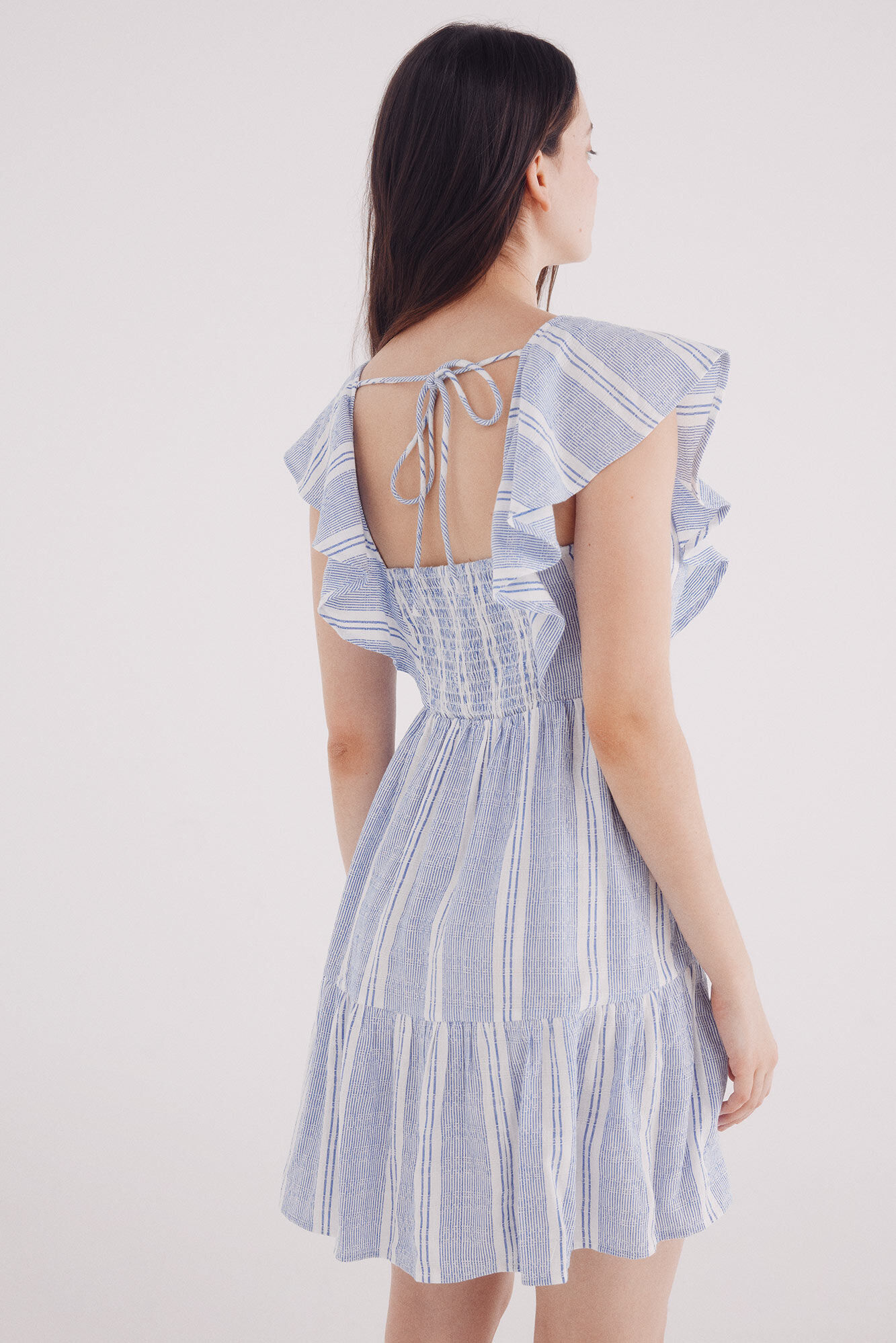 Springfield Vestido corto boho rayas azul