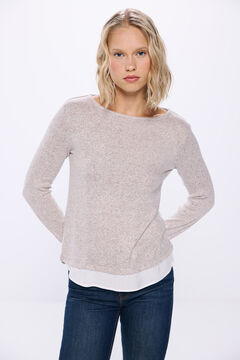 Springfield Playera tejido cortado combinada café