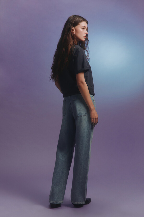 Springfield Jeans corazones bordados azul
