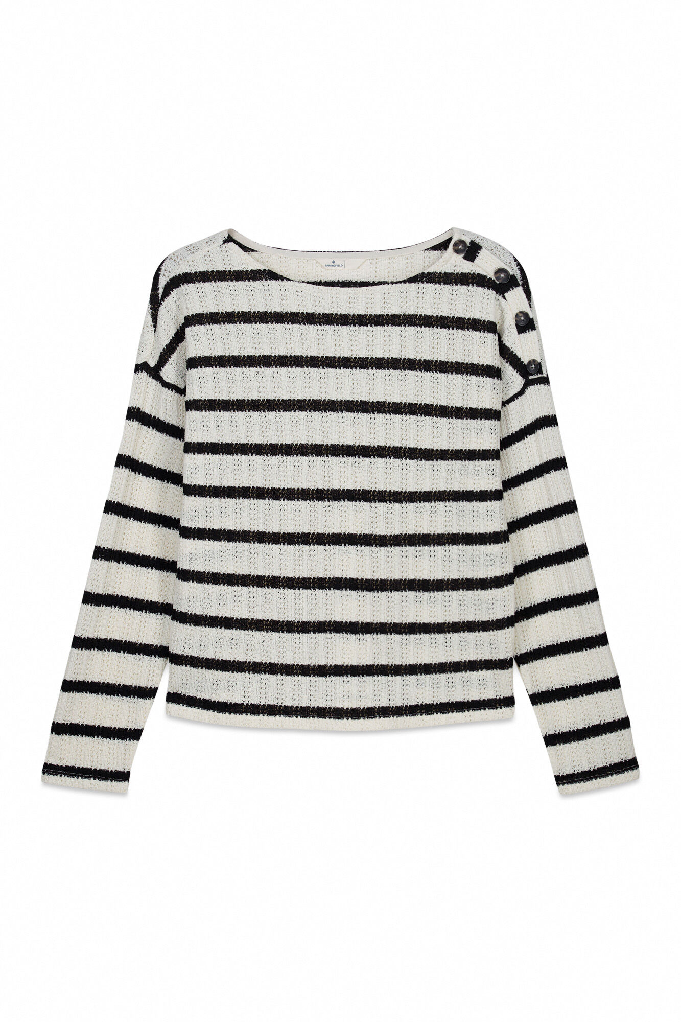 Springfield Playera de rayas con botones en el hombro beige