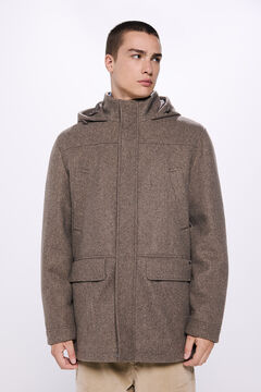 Springfield Parka efecto lana capucha café