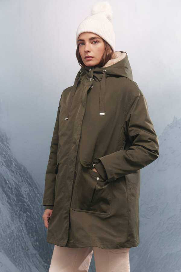 Springfield Parka con capucha repelente al agua 2 en 1 kaki