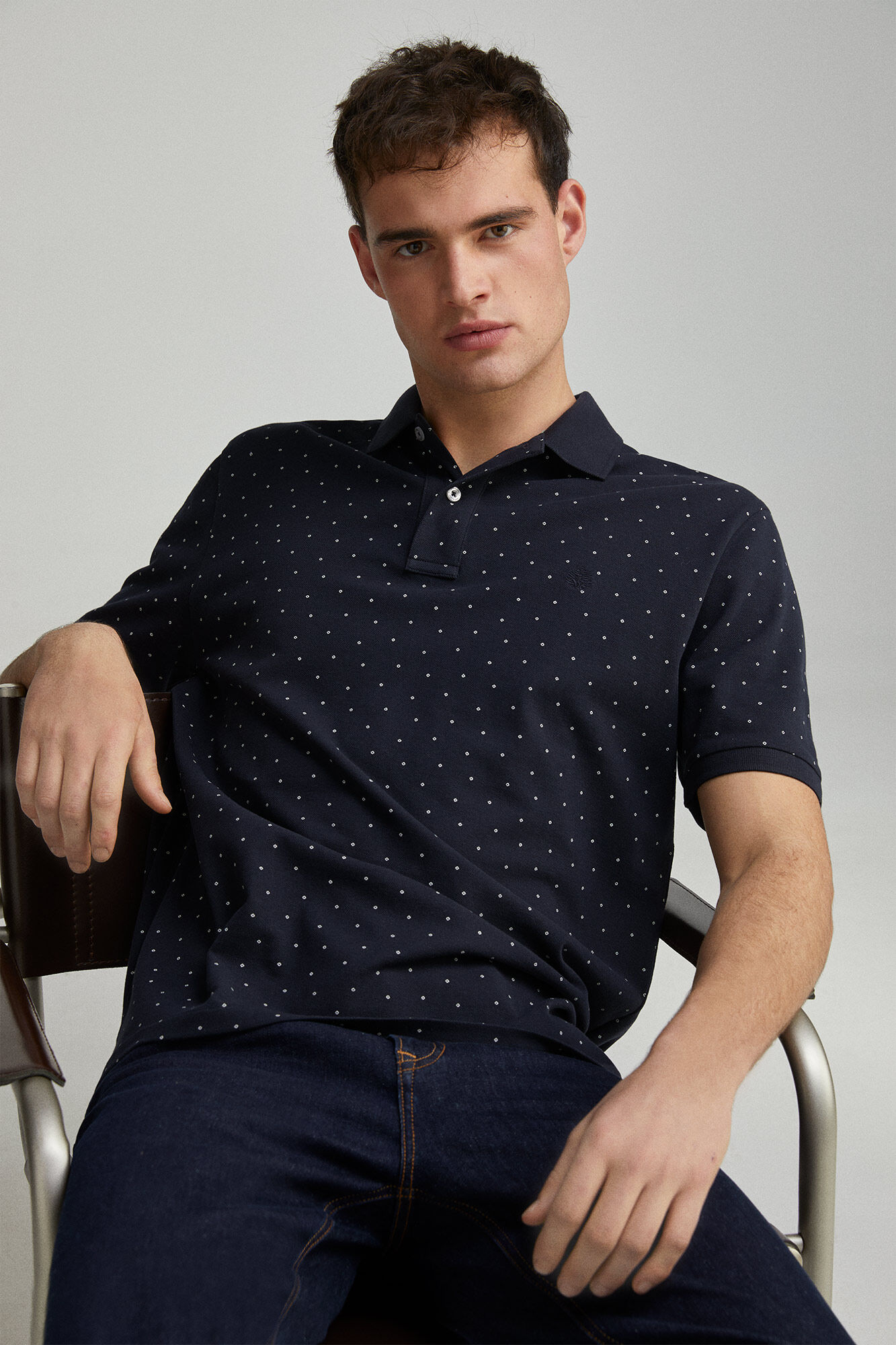 Springfield Polo piqu&eacute; estampado all over regular fit marino