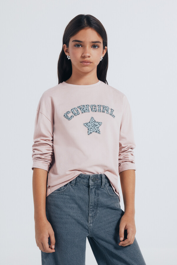 Springfield Kids Playera manga larga cowgirl niña. rosa