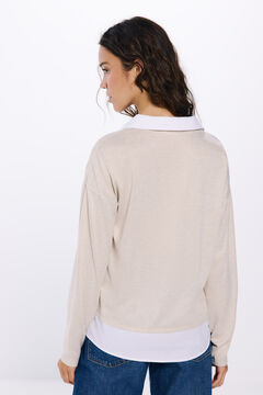 Springfield Playera cuello camisero combinada nude