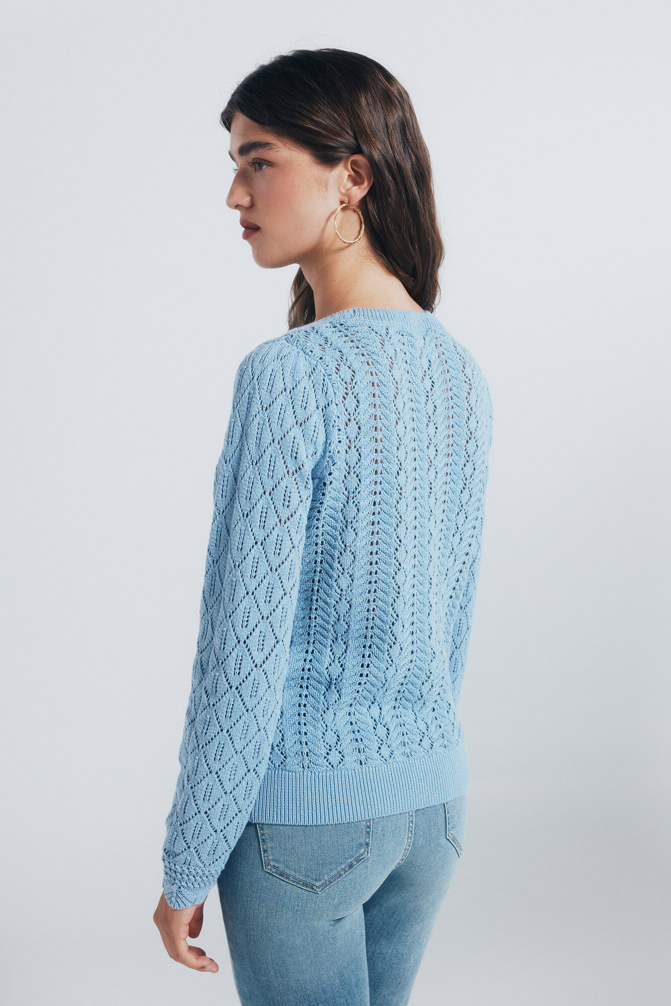 Springfield Su&eacute;ter tejido pointelle azul mezcla