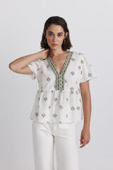 Springfield Camisa peplum con detalles en el escote khaki