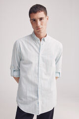Springfield Camisa rayas algodón slub azul