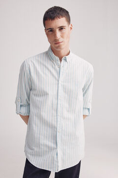 Springfield Camisa rayas algodón slub azul