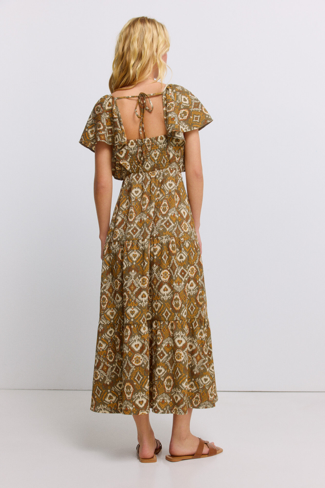 Springfield Vestido midi estampado con volantes
