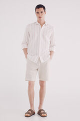 Springfield Bermuda lino slim fit blanco