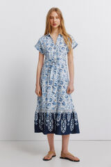 Springfield Vestido camisero de lino estampado estampado