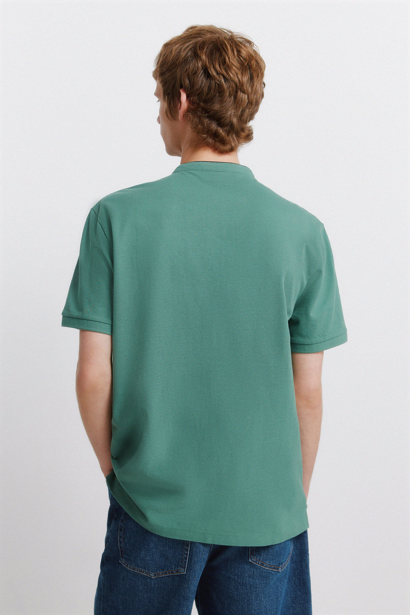 Springfield Polo de piqu&eacute; cuello mao slim fit verde