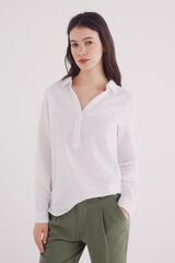 Springfield Blusa polera algodón lino natural