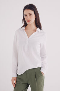 Springfield Blusa polera algodón lino natural