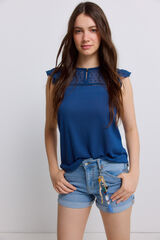 Springfield Playera bimateria plumet&iacute; azul