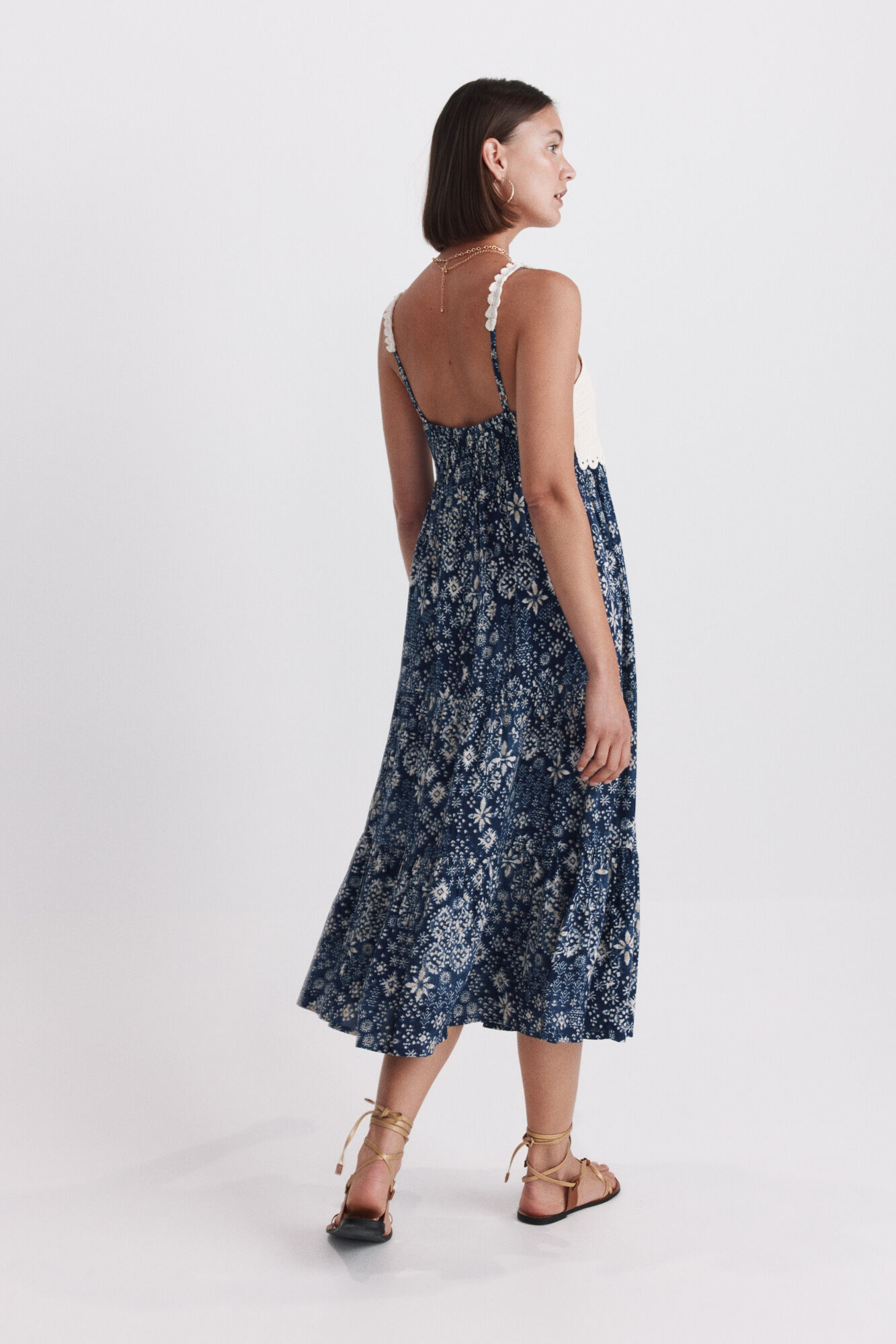 Springfield Vestido midi estampado de crochet azul