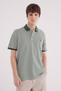 Springfield Polo piqué básico rayas regular fit verde