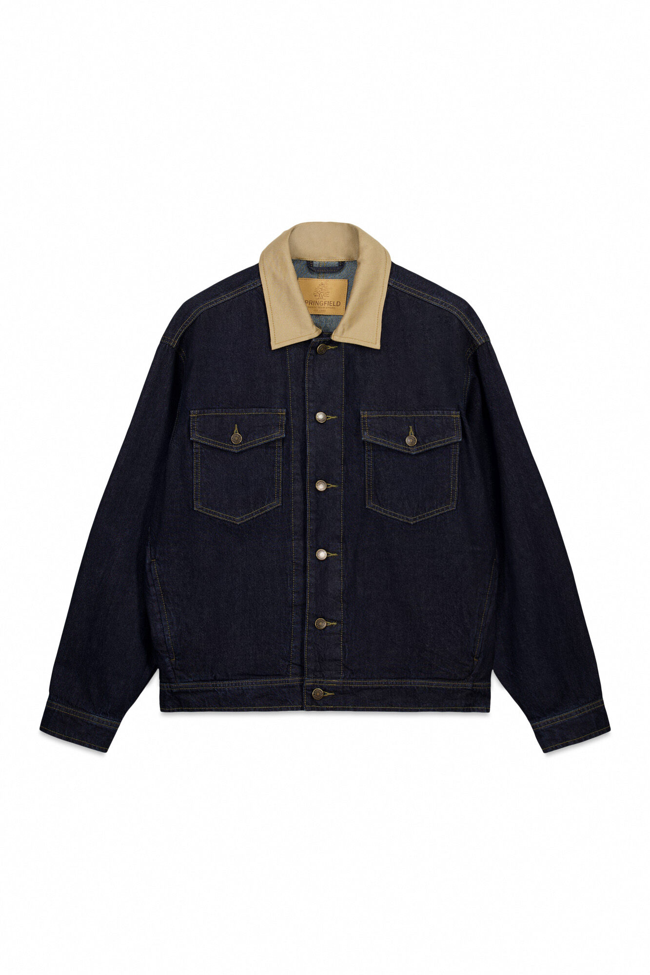 Springfield Cazadora vaquera oversize cuello contraste marino